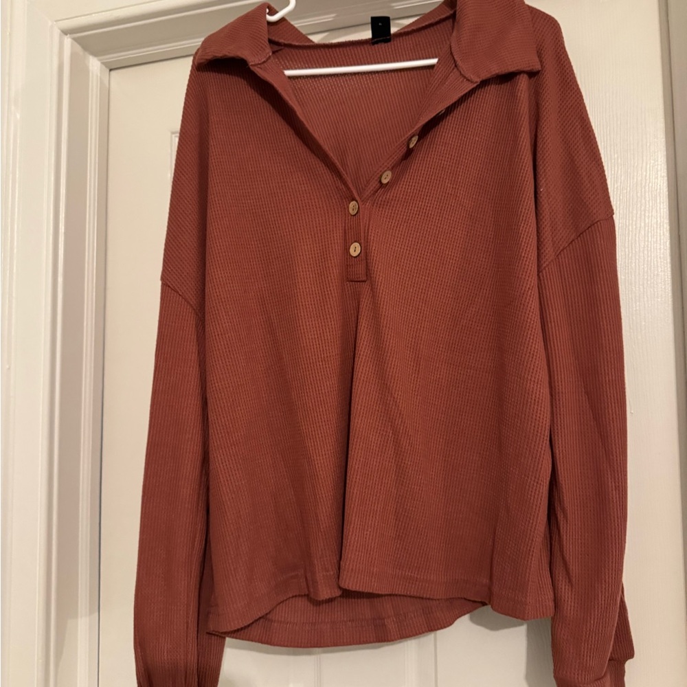 SHEIN Women's V-Neck Rust Sweater